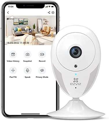 EZVIZ Indoor Security Camera 1080P, Motion Alert, Night Vision, Baby/Pet/Elder Monitoring, 135° Wide Angle, 2-Way Audio, Works with Alexa Google (CTQ2C-WH)