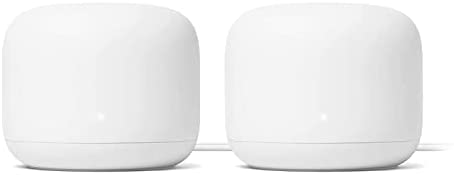 Google Nest Wifi Router 2 Pack (2nd Generation)   4x4 AC2200 Mesh Wi-Fi Routers with 4400 Sq Ft Coverage (Renewed)