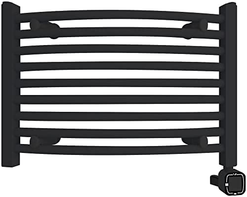 HEATGENE Smart Towel Warmer with Timer and Temperature Control, Smart Liquid Filled Towel Rails, Plug-in/Hardwired Wall-Mounted Towel Heater Rack Compatible with Alexa and Google Home, Matte Black