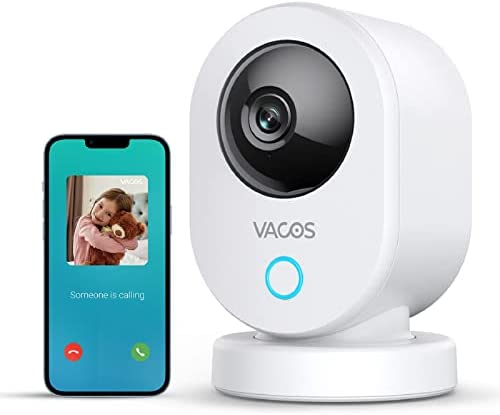 Indoor Security Camera for Home – Vacos 2K 360 Degree Pet Dog Camera for Baby/Nanny, Wireless Surveillance Camera w/ One-Touch Call, 2-Way Audio, Motion Detection, Works with Alexa & Google Assistant