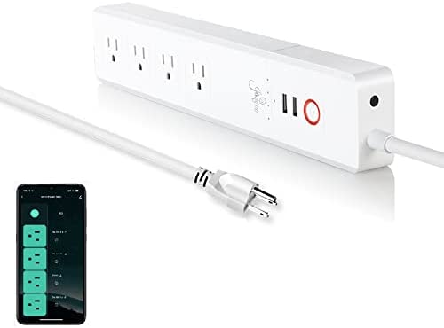 Jinvoo ZigBee Smart Power Strip Surge Protector 16A 1850W hub Required 4 AC Individual switches 2 USB Works with Philips HUE SmartThings Echo Google Home hub Required ETL Listed White