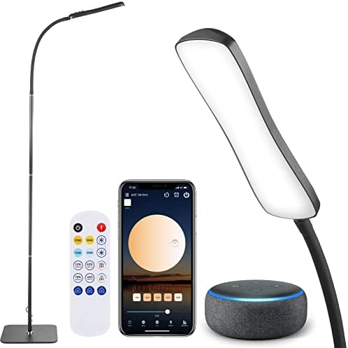 LED Floor Lamp, GMK Standing Lamp Compatible with Alexa, Timer & Memory Function, 4 Colors & 4 Brightness Levels, Floor Lamp for Living Rooms, Office, Bedroom, Reading