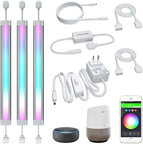 LED Smart Under Cabinet Ligts RGB Multi Color Compatible with Alexa, Google Home Voice Controlled Under Counter Strip Light App Control (3 Lights Bar Kit)