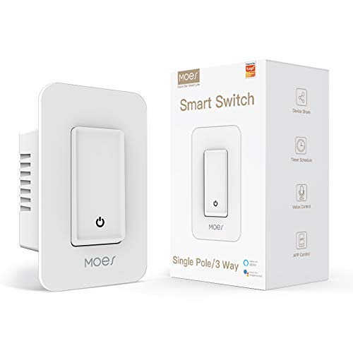 MOES 3-Way/Single Pole WiFi Smart Switch, Compatible with Alexa and Google Home, Neutral Wire Required, No Hub Required, Smart Life APP Provides Control from Anywhere, ETL & FCC Listed, White