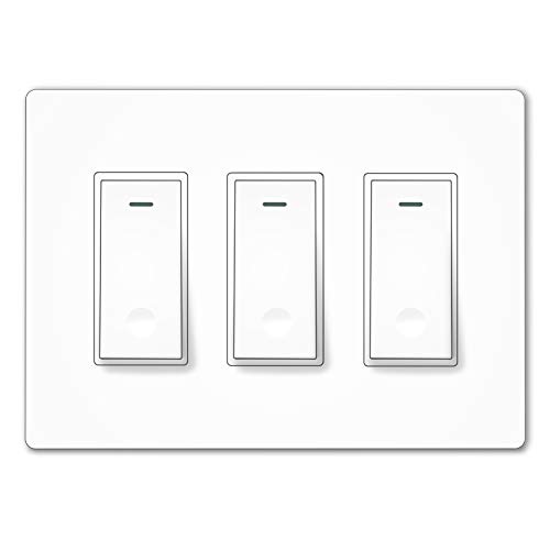 MOES WiFi Smart Light Switch,3 Gang No Screw Panel Smart Life/Tuya App Wireless Remote Control Wall Switch Timer for Lights,Compatible with Alexa,Google Home, Neutral Wire Required, No Hub Required