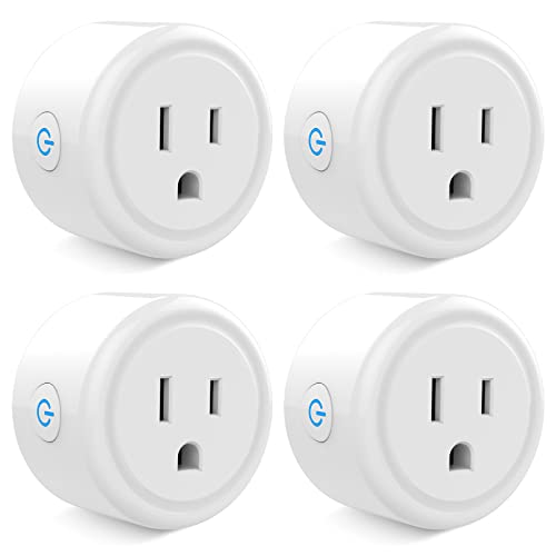 Mini Smart Plug, WISEBOT Wi-Fi Socket Works with Alexa and Google Home, Surge Protector Plug-in Outlet Remote Control and Timer Function, ETL FCC Listed,2.4G Wi-Fi Only,10A 1200W,4-Pack, White