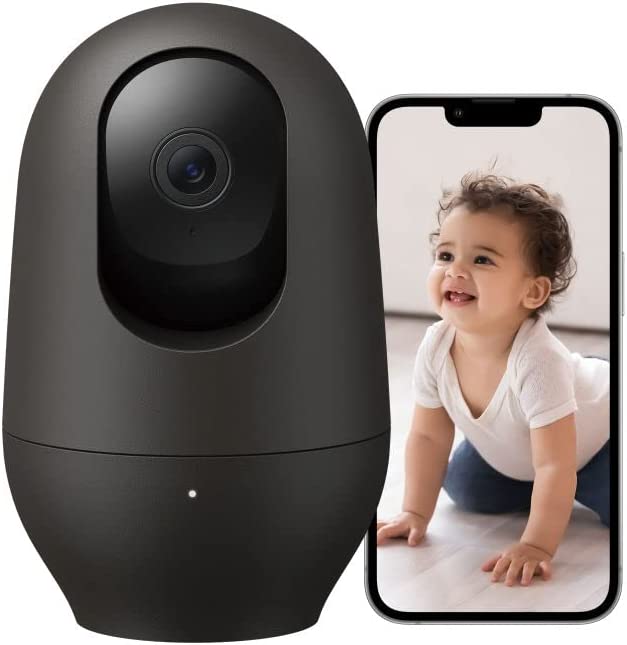 Nooie Pet Camera 2K, 360°Pan/Tilt Wi-Fi Baby Monitor with Phone App, Indoor Security Camera, AI Motion Tracking, Night Vision, Two-Way Audio, Compatible with Alexa/Google Home