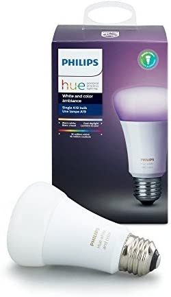 Philips Hue White and Color Ambiance A19 60W Equivalent Dimmable LED Smart Light Bulb, 1 Smart Bulb, Works with Alexa, Apple HomeKit, and Google Assistant (California residents)
