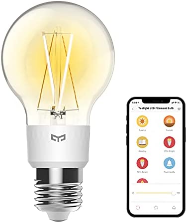Smart LED Edison Bulb, YEELIGHT Edison Light Bulb, E26 Dimmable Filament Light Bulbs, LED Smart Vintage Edison Bulb, Compatible with HomeKit, Alexa & Google Home, Smartthing, Amber Warm 2700K, 700lm