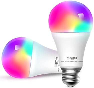 Smart Light Bulb, meross Smart WiFi LED Bulbs Works with Alexa, Google Home, Dimmable E26 Multicolor 2700K-6500K RGBWW, 810 Lumens 60W Equivalent, No Hub Required,2 Pack