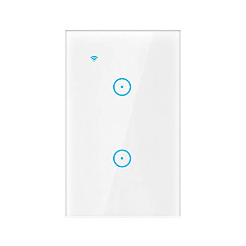 Smart Light Switch, WiFi Touch Wall Smart Switches Work with Smart Life/Tuya App and Compatible with Alexa & Google Assitant (2 Gang, White)