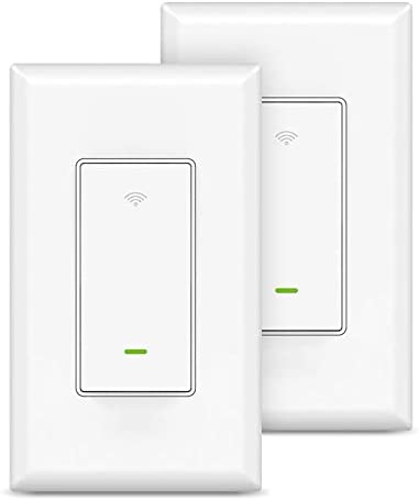 Smart Switch,Smart Wi-Fi Light Switch Works with Alexa and Google Assistant 2.4Ghz, Single-Pole,Neutral Wire Required,UL Certified,Voice Control and Schedule, No Hub Required (2 Pack)