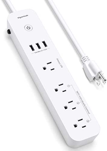 Syantek Smart Power Strip with USB Ports, Compatible with Alexa and Google Home, Smart Multi Outlets Plug with 3 WiFi Outlets, 1 Always On Outlet, and 3 USB Ports, 5ft/1.5m Smart Extension Cord
