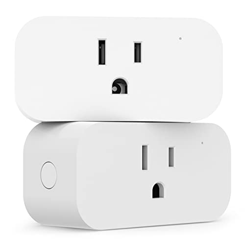 TREATLIFE Alexa Smart Plugs 2 Pack, Compatible with Apple Homekit, Alexa & Google Home, 2.4GHz 15A Reliable WiFi Smart Outlet, Timer, APP Control, Child Lock, 1800W, No Hub Required