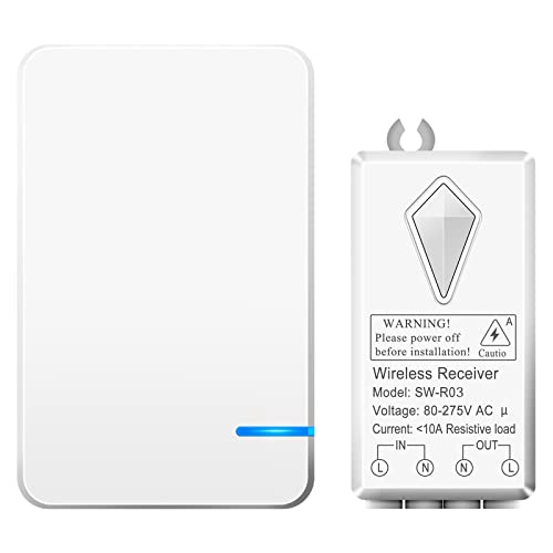 Upgraded 2.4Ghz WiFi Wireless Switch, Cruxer Microstrip Antenna Wireless Light Switch Kit, Compatible with Alexa, Google Assistant and IFTTT, Indoor 328ft RF Range, Wireless Switches for Lights Fans