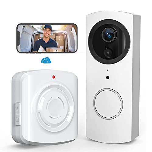 VENZ WiFi Video Doorbell Camera, 1080P Wireless Video Doorbell Camera with Chime, Compatible with Alexa and Google Assistant, Motion Detector, 2-Way Audio, Night Vision, Wide Angle, SD/Cloud Storage