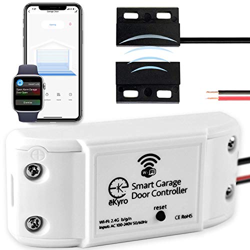 eKyro Smart Garage Door Opener - Universal WiFi Remote Controller Compatible with Alexa, Google Home, iPhone, Siri, Android, 1 2 or 3 Door Security Systems, Updated Model